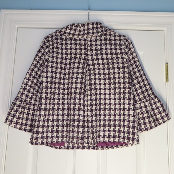 AAApple Blazer Lined Wool Blend Unique 3/4 Bell Sleeve peter Pan Collar Large - Picture 2 of 11